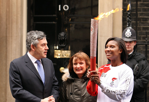 Gordon Brown, Tessa Jowell, and Denise Lewis.