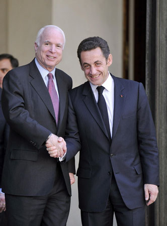 John McCain and French President Nicolas Sarkozy.