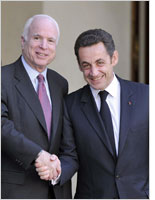 John McCain and French President Nicolas Sarkozy. Click image to expand