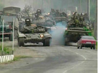 Russian tanks move toward South Ossetia capital. Click image to expand.