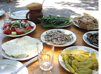 A typical Georgian meal. Click image to expand.