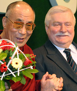 The Dalai Lama and Lech Walesa. Click image to expand.