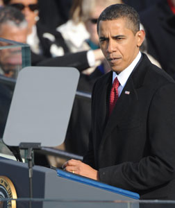President Barack Obama delivers his inaugural address. Click image to expand.