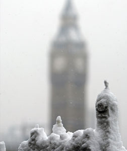 Snow sculpture outside Parliament. Click image to expand.
