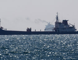 A cargo ship that was part of the 'Freedom Flotilla.' Click image  to expand.