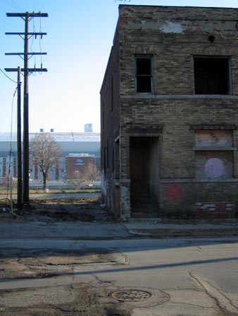 The neighborhood around Ford Field (in background) hasn't seen much economic development.