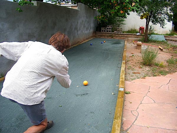 The completed bocce court.