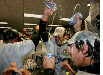The Colorado Rockies celebrate. Click image to expand.