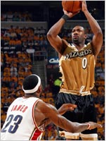 LeBron James and Gilbert Arenas. Click image to expand.