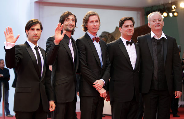 Jason Schwartzman, Adrien Brody, Wes Anderson, Roman Coppola, and Bill Murray.