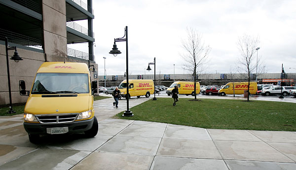 DHL trucks.