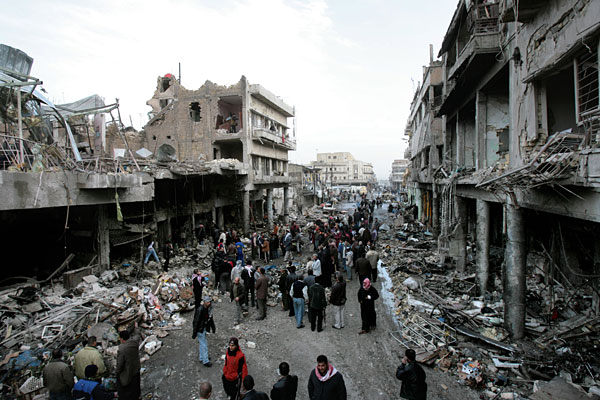 Central Baghdad's Al-Sadriya district after a suicide bombing.