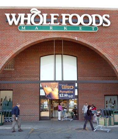 Grocery shoppers at Whole Foods.
