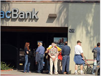 Customers queued at an IndyMac Bank branch in California. Click image to expand