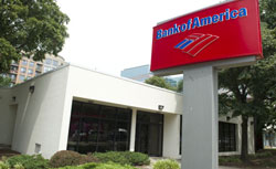A Bank of America sign it seen outside a bank branch in Arlington, Virginia. Click image to expand.