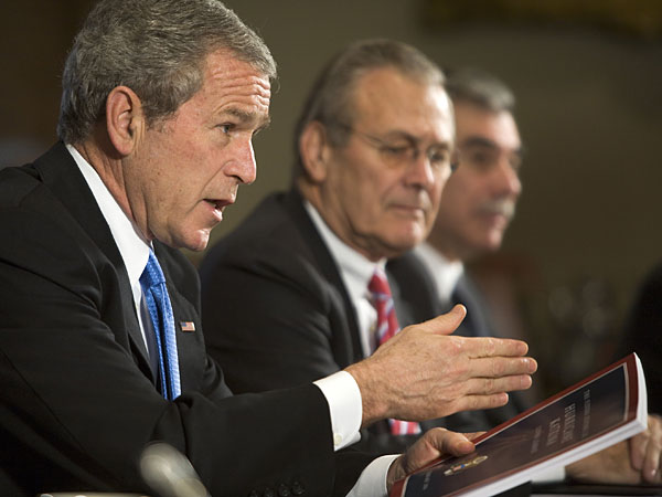 George Bush and Donald Rumsfeld