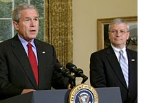 Bush and new chief of staff Josh Bolten 
Click image to expand.