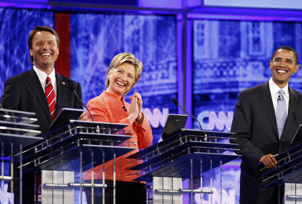 The big three: Edwards, Clinton, and Obama.