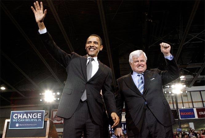 Barack Obama and Ted Kennedy.