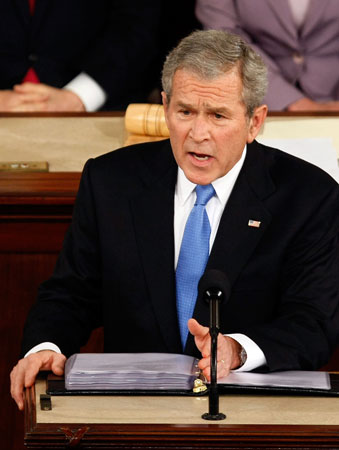 George W. Bush delivers his State of the Union address.