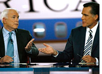 John McCain and Mitt Romney debate 
Click image to expand.