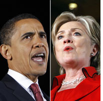 Barack Obama and Hillary Clinton. Click image to expand.