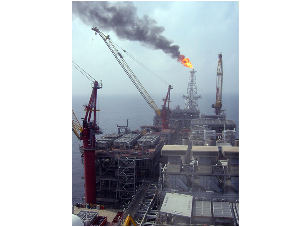 An oil platform off the coast of Nigeria.