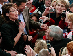 LEESBURG, VA - OCTOBER 27: Republican vice presidential candidate Sarah Palin and her husband Todd. Click image to expand.