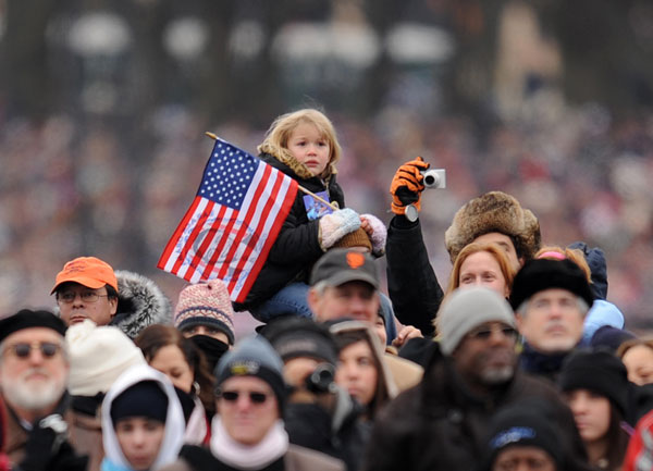 Spectators at the "We Are One" concert at the Lincoln Memorial.