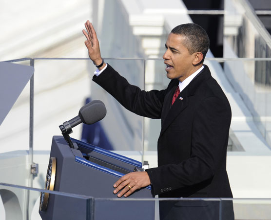 President Barack Obama speaks after being sworn in.
