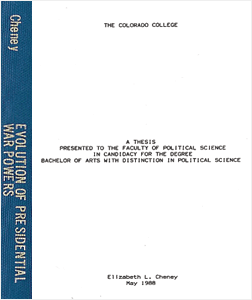 1988 college thesis paper by Elizabeth Cheney.
