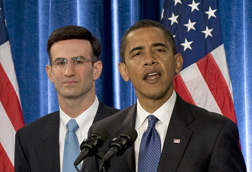 US President elect Barack Obama (R) names Peter Orzag (L) the Director of the Office of Management and Budget. Click image to expand.