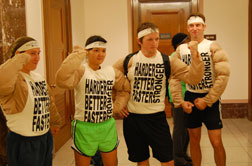 Photograph of demonstrators from Avaaz.org, trying to persuade Senators to "beef up" the climate bill. 