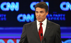 Republican presidential candidate Gov. Rick Perry during a debate sponsored by CNN and The Tea Party Express. Click image to expand.