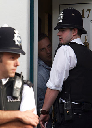 Police raid in London.