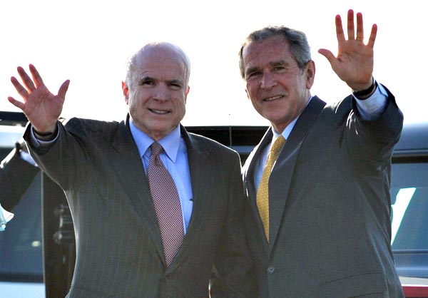 Sen. John McCain and President George W. Bush.