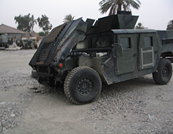 Whiskey Six's Humvee after it survived two ambushes one night in Ramadi, Iraq.