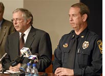 Virginia Tech President Charles Steger, left, and Virginia Tech Chief of Campus Police W.R. Flinchum. Click image to expand.