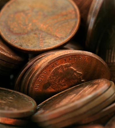 A pile of pennies.