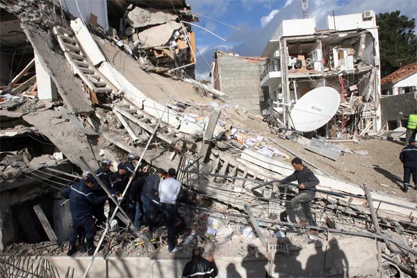 Rubble from the Dec. 11 bombing near the U.N. refugee agency in Algiers.