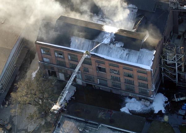 A fire at the Imperial Sugar Company plant in Port Wentworth, Ga.