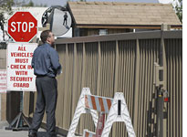 Entrance gate at the Hallmark/Westland Meat Packing company. Click image to expand.