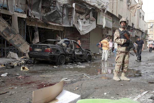 The site of a suicide attack in Baghdad.