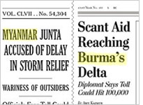 Page One headlines from the New York Times and the Washington Post, May 8, 2008. Click image to expand.