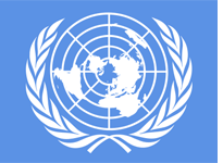 The flag of the United Nations.