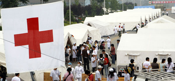 A field hospital built by the German Red Cross in China.