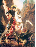 Painting by Gustave Moreau depicting Saint George slaying the dragon. Click image to expand.