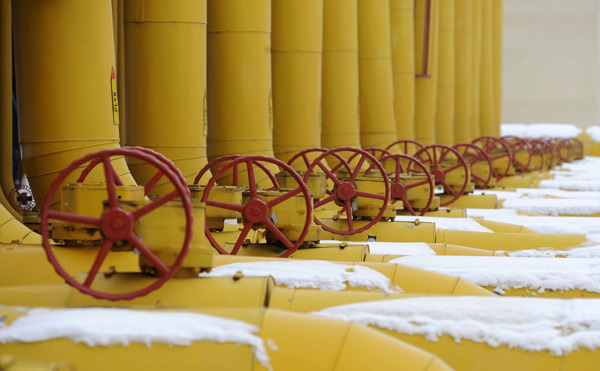 Gas pipelines in Slovakia near the border with Ukraine.