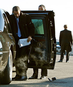 Barack Obama drops his BlackBerry. Click image to expand.