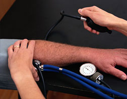 Taking blood pressure. 